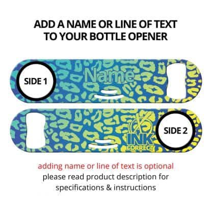 Cheetah Glam Blue Haze Flat Strainer Bottle Opener With Personalization