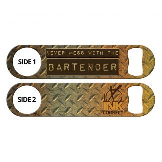 Don't Mess With The Bartender Metallic Copper Diamond Plates Flat Speed Opener