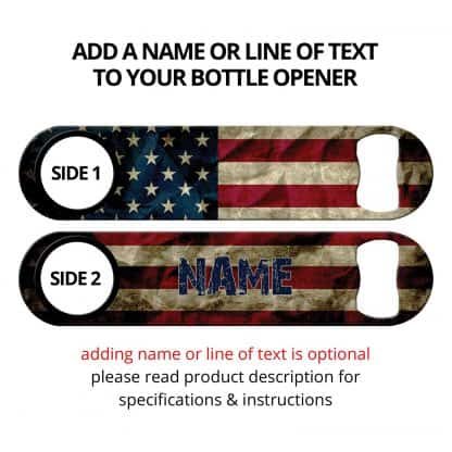 Crumpled American Flag Patriotic Bartender Flat Speed Opener With Personalization