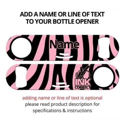 Zebra Pattern Flat Strainer Bottle Opener With Personalization