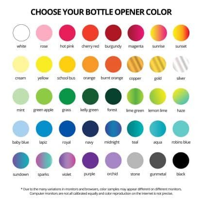 Inked Bartender Bottle Openers Color Chart