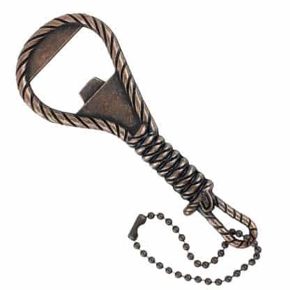 Rope Inspired Design Novelty Handheld Bottle Opener with Antique Copper Finish