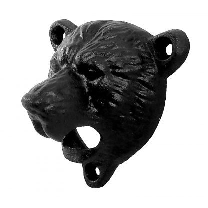 Stationary Wall Mounted Heavy Duty Cast Iron Black Bear Bottle Opener