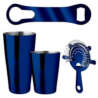 Metallic Blue 4-Piece Bartender Kit