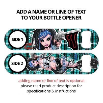Commissioned Art FU Blue Haired Girl Flat Speed Opener With Personalization