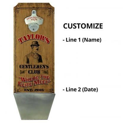 Gentlemen's Club Wall Mounted Bottle Opener Personalizing Instructions