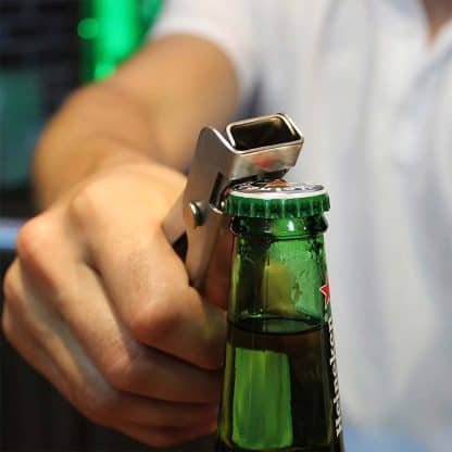 Multi Purpose Bottle Opener with Spout Remover and Garnish Tongs