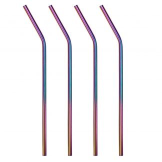 Pack of 4 Rainbow Inspired Metal Straws