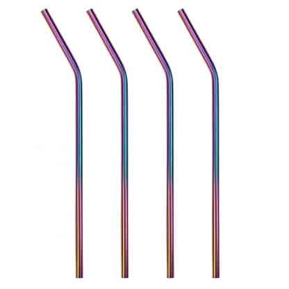 Pack of 4 Rainbow Inspired Metal Straws