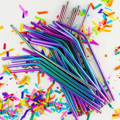 Rainbow Inspired Metal Straws