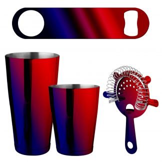 Metallic Red & Blue 4-Piece Bartender Kit
