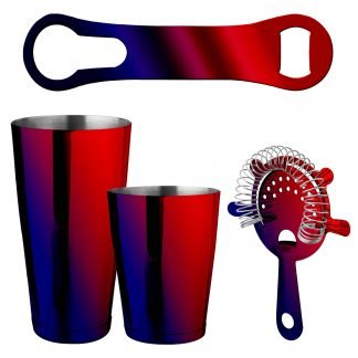 Metallic Red & Blue 4-Piece Bartender Kit