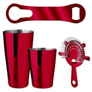 Metallic Red 4-Piece Bartender Kit