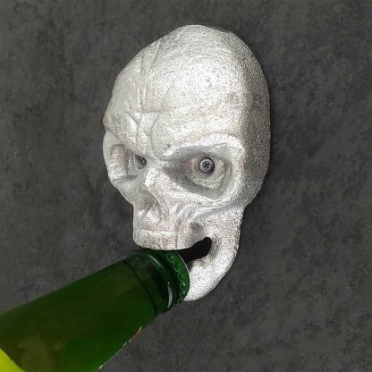 Silver Skull Stationary Cast Iron Wall Mounted Bottle Opener