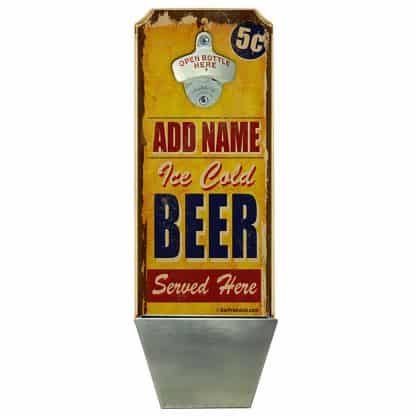 Vintage Ice Cold Beer Customizable Wall Mounted Bottle Opener