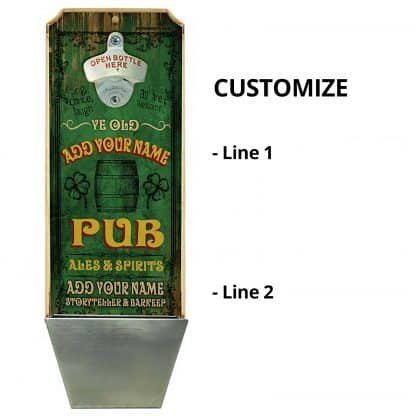 Vintage Irish Pub Wall Mounted Bottle Opener Personalizing Instructions