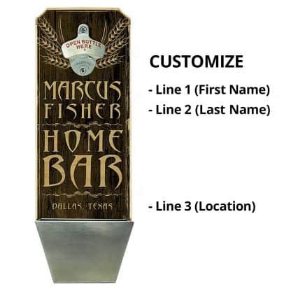 Home Bar Brown Wall Mounted Bottle Opener Personalizing Instructions