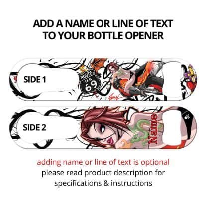 Biker Girl Commissioned Art PSR Bottle Opener With Personalization