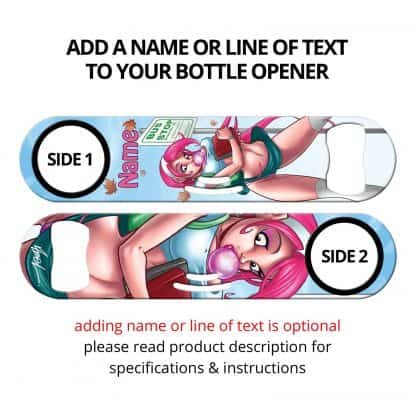 Bubbles Pink Haired Girl Commissioned Art Strainer Bottle Opener With Personalization