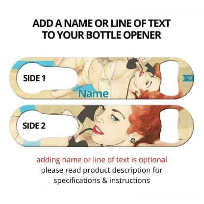 Hanging On Pin-up Girl Commissioned Art PSR Bottle Opener With Personalization