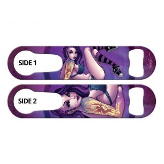 Phoenix Tattoo Purple Haired Girl Pour Spout Remover Bottle Opener by Professional Artist Martin Abel