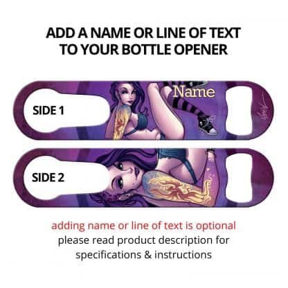 Phoenix Tattoo Purple Haired Girl Commissioned Art PSR Bottle Opener With Personalization