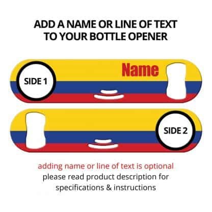Classic Colombian Flag Strainer Bottle Opener with Personalization