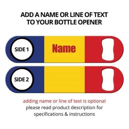 Classic Romanian Flag Bottle Opener with Personalization