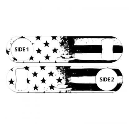 Black and White USA Flag Strainer Bottle Opener