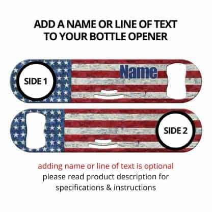Painted USA Flag Strainer Bottle Opener with Personalization