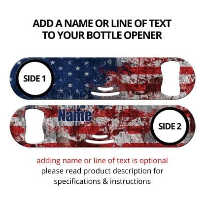 Paint Smudge USA Flag Strainer Bottle Opener with Personalization